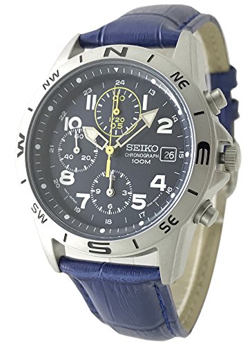 SEIKO クロノグラフ 腕時計 本革ベルトセット 国内セイコー正規流通品 ネイビー ブルーベルト SND379P-BL [並行輸入品]